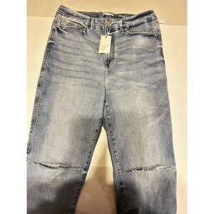 Good American Super High Rise Straight 14-18 28" Inseam jeans Distressed READ